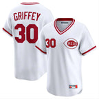 Choea C.Reds #30 Ken Griffey Player White Cooperstown Collection Limited T-shirt Home Stitched Jerseys