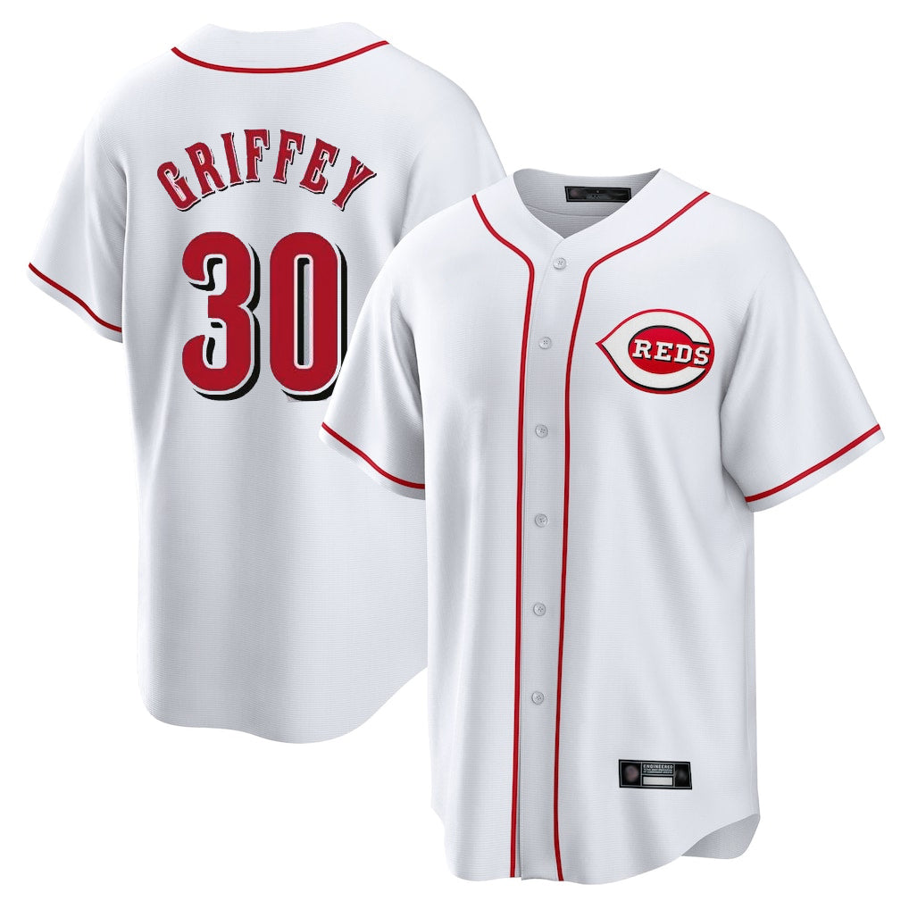 Choea C.Reds #30 Ken Griffey Player White Game Home Stitched Jerseys