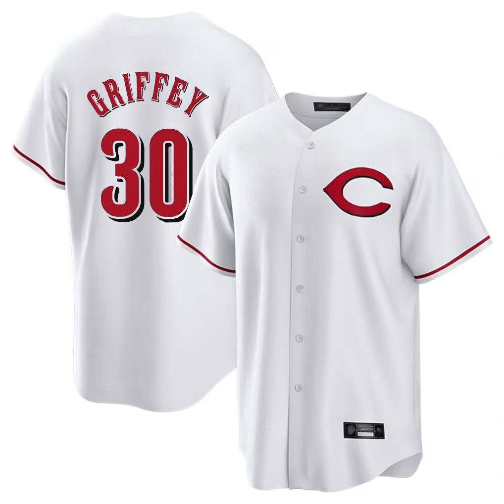 Choea C.Reds #30 Ken Griffey Player White Home Game Stitched Jerseys