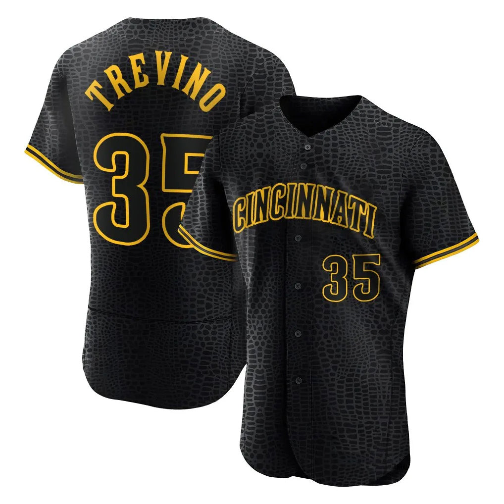 Choea C.Reds #35 Jose Trevino Player Black Snake Skin City Limited Elite Home Stitched Jerseys