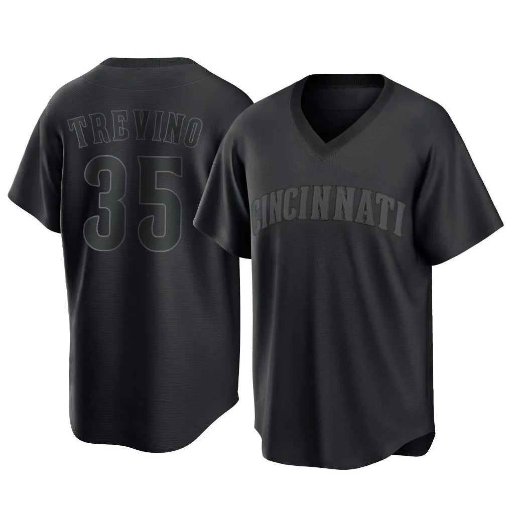 Choea C.Reds #35 Jose Trevino Player Black T-shirt Game Home Stitched Jerseys