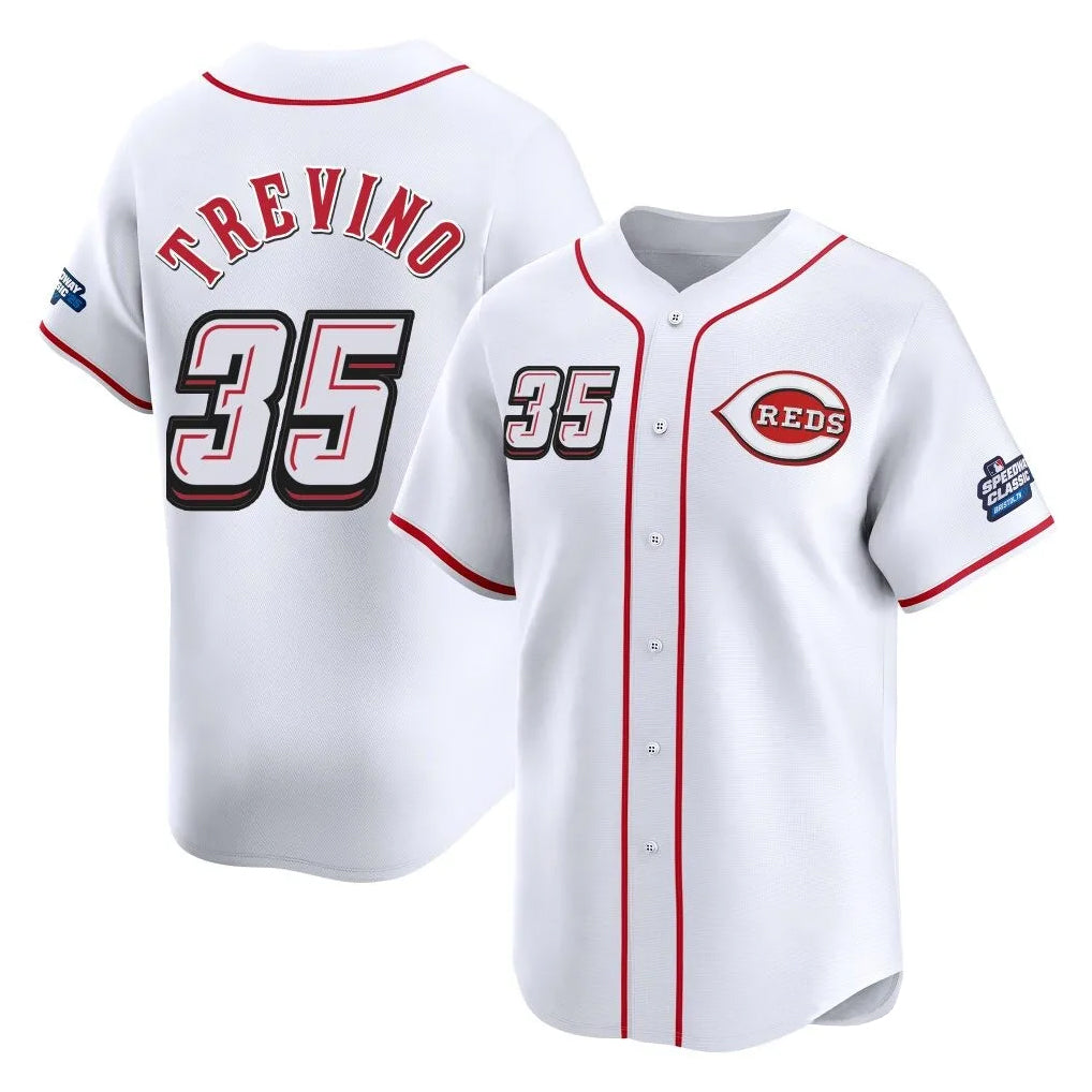 Choea C.Reds #35 Jose Trevino Player White Speedway Classic Home Limited Stitched Jerseys