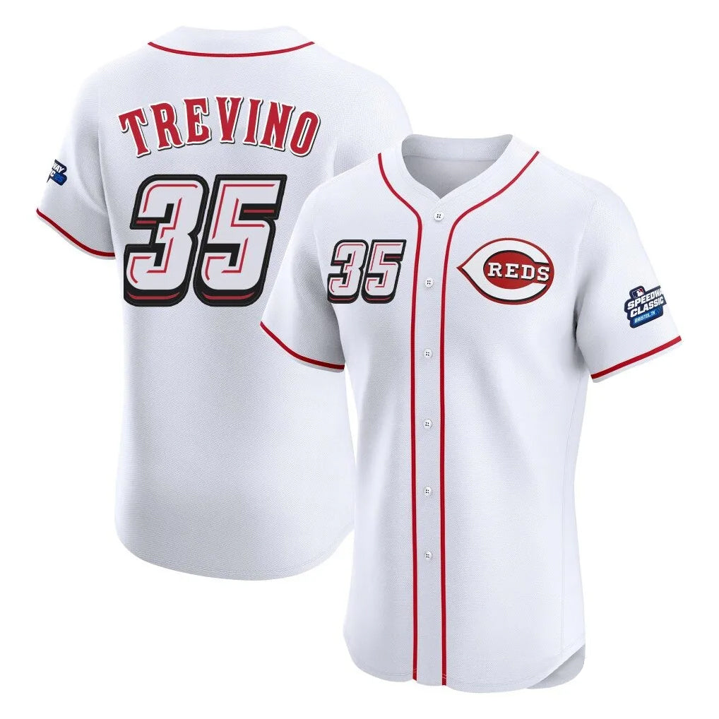 Choea C.Reds #35 Jose Trevino Player White Speedway Classic Limited Elite Home Stitched Jerseys