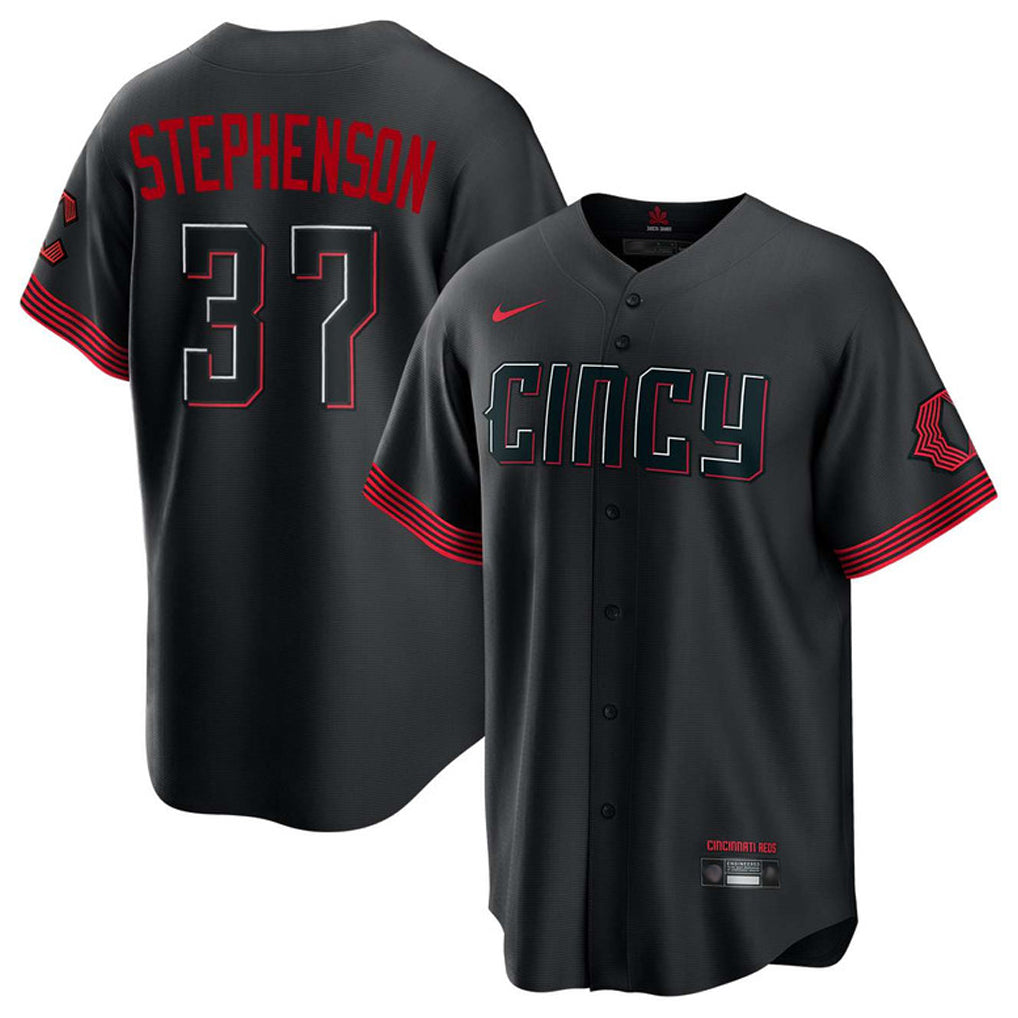 Choea C.Reds #37 Tyler Stephenson Player Black City Connect Home Game Stitched Jerseys