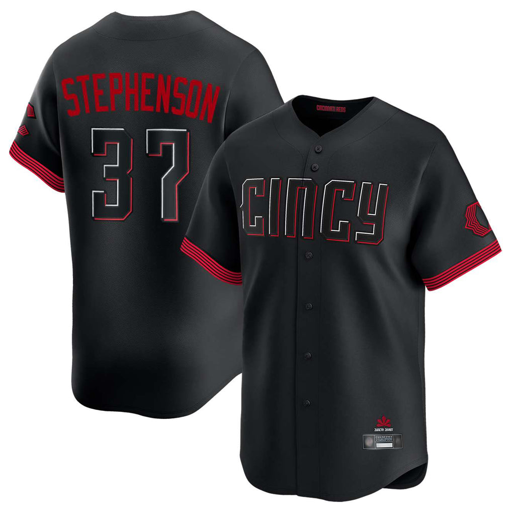 Choea C.Reds #37 Tyler Stephenson Player Black City Connect Home Limited Stitched Jerseys