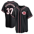 Choea C.Reds #37 Tyler Stephenson Player Black Fashion Out Home Game Stitched Jerseys