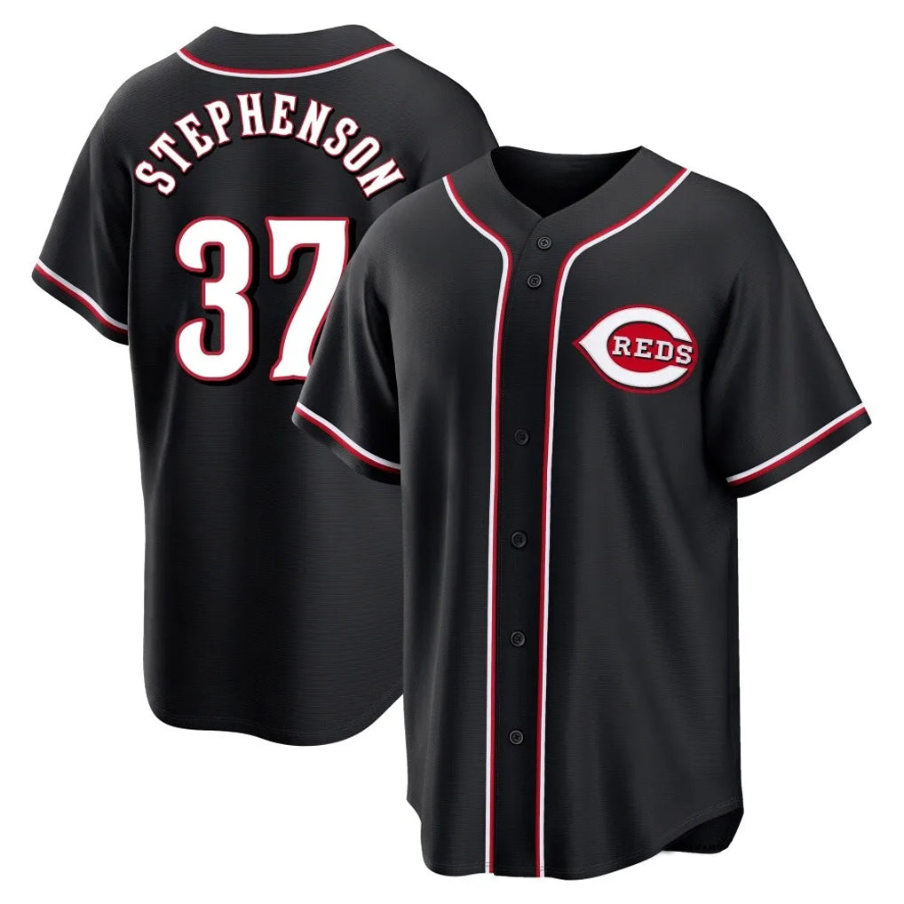 Choea C.Reds #37 Tyler Stephenson Player Black Fashion Out Home Game Stitched Jerseys