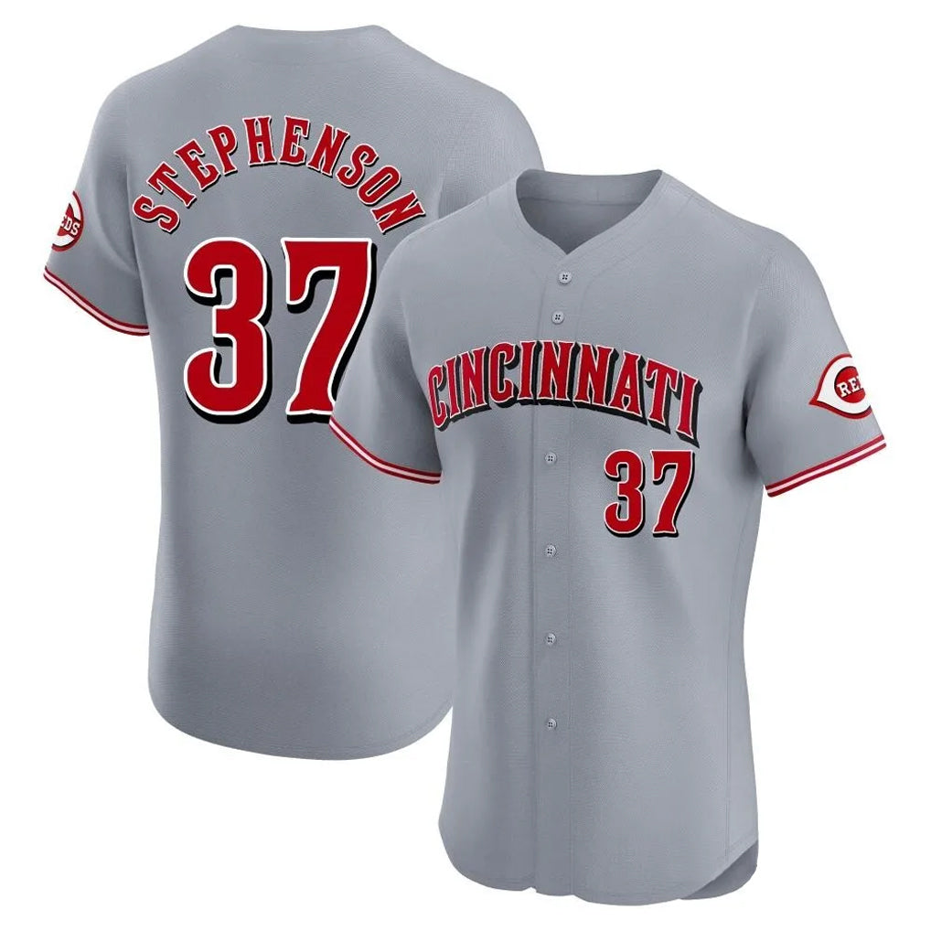 Choea C.Reds #37 Tyler Stephenson Player Gray Limited Elite Home Stitched Jerseys