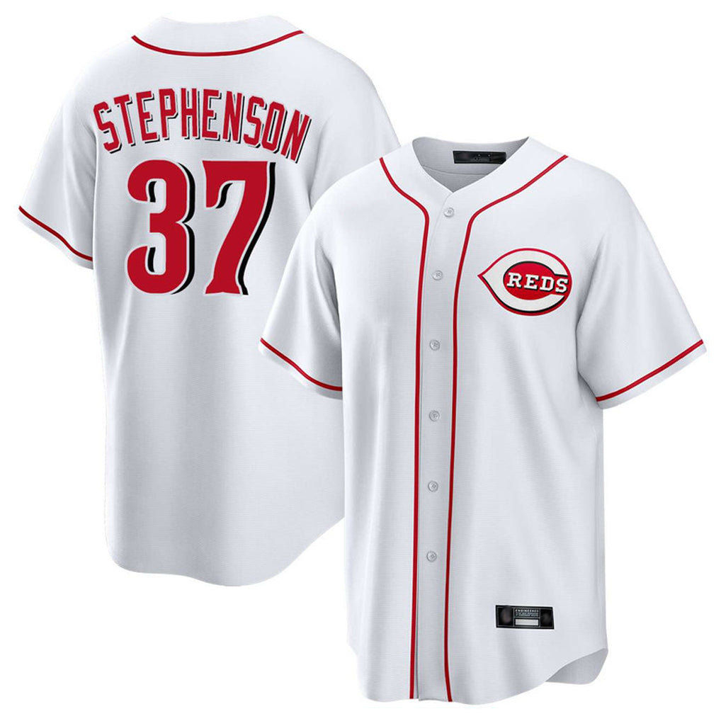 Choea C.Reds #37 Tyler Stephenson Player White Game Home Stitched Jerseys