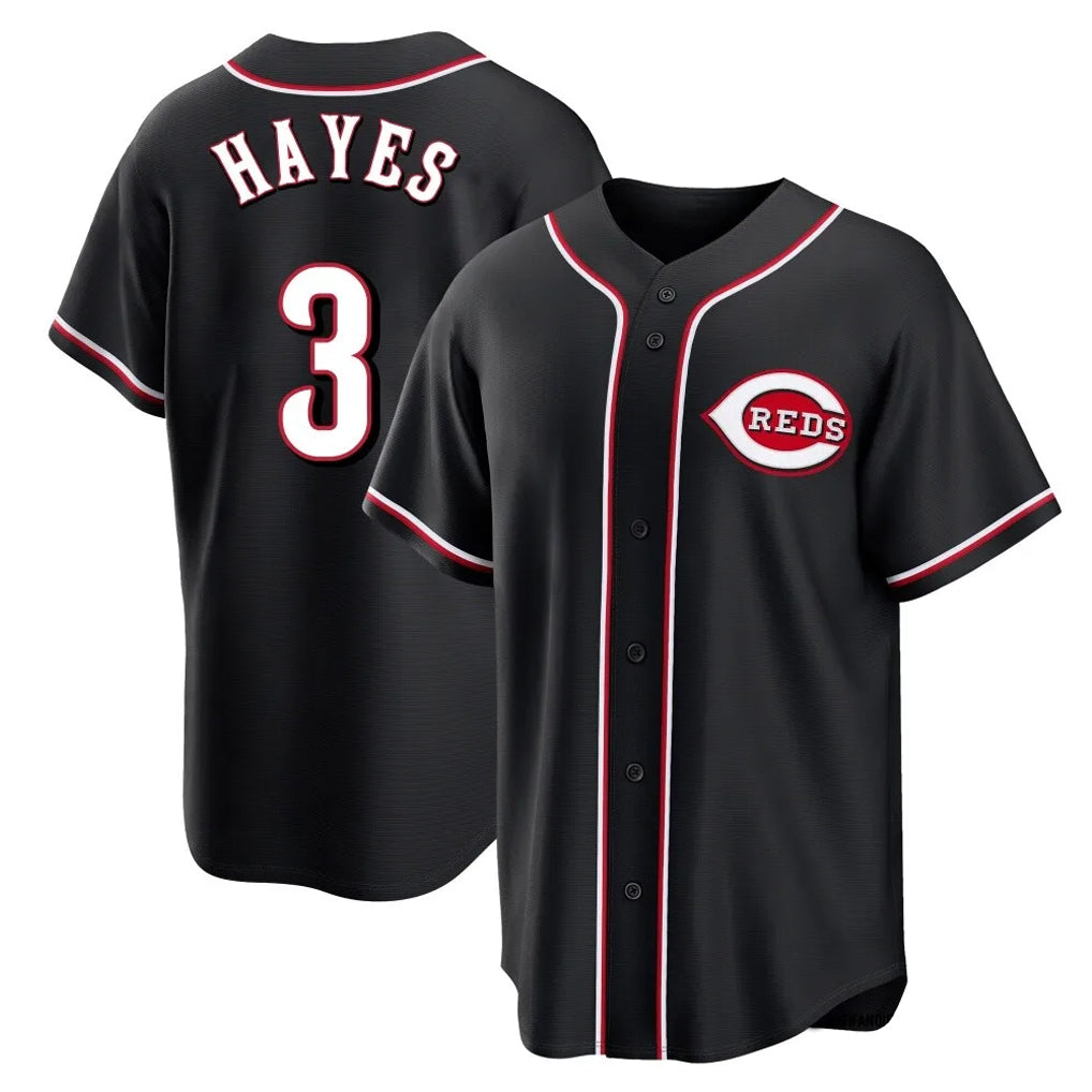 Choea C.Reds #3 Ke'Bryan Hayes Player Black Fashion Out Home Game Stitched Jerseys