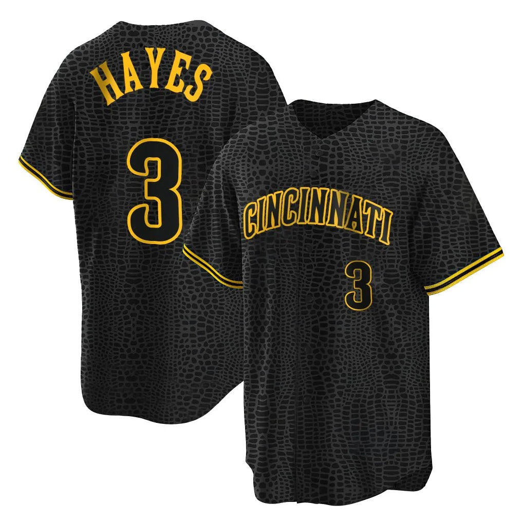 Choea C.Reds #3 Ke'Bryan Hayes Player Black Snake Skin City Home Stitched Jerseys