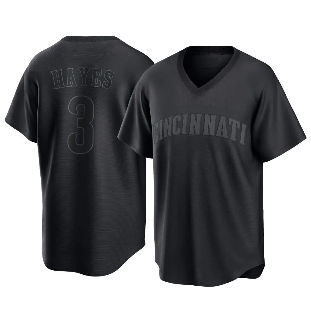 Choea C.Reds #3 Ke'Bryan Hayes Player Black T-shirt Game Home Stitched Jerseys