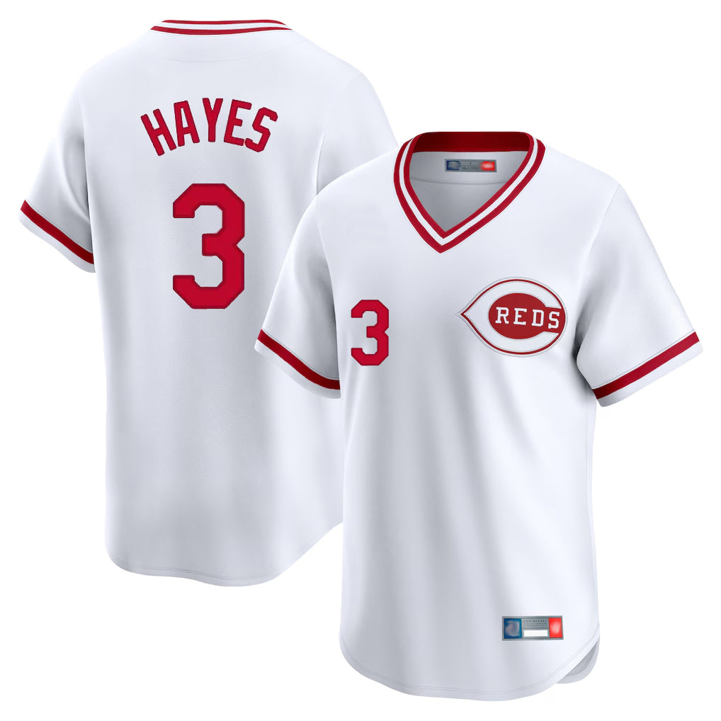 Choea C.Reds #3 Ke'Bryan Hayes Player White Cooperstown Collection Limited T-shirt Home Stitched Jerseys