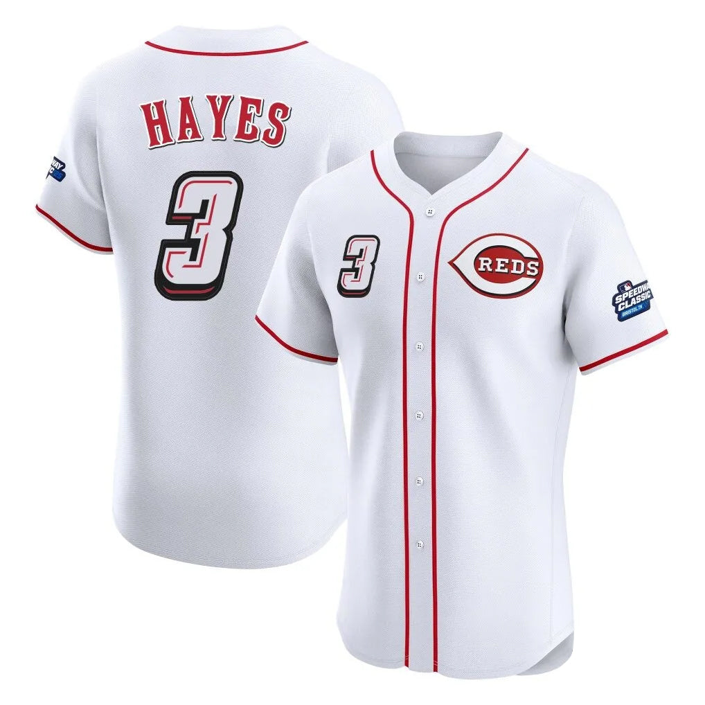 Choea C.Reds #3 Ke'Bryan Hayes Player White Speedway Classic Limited Elite Home Stitched Jerseys