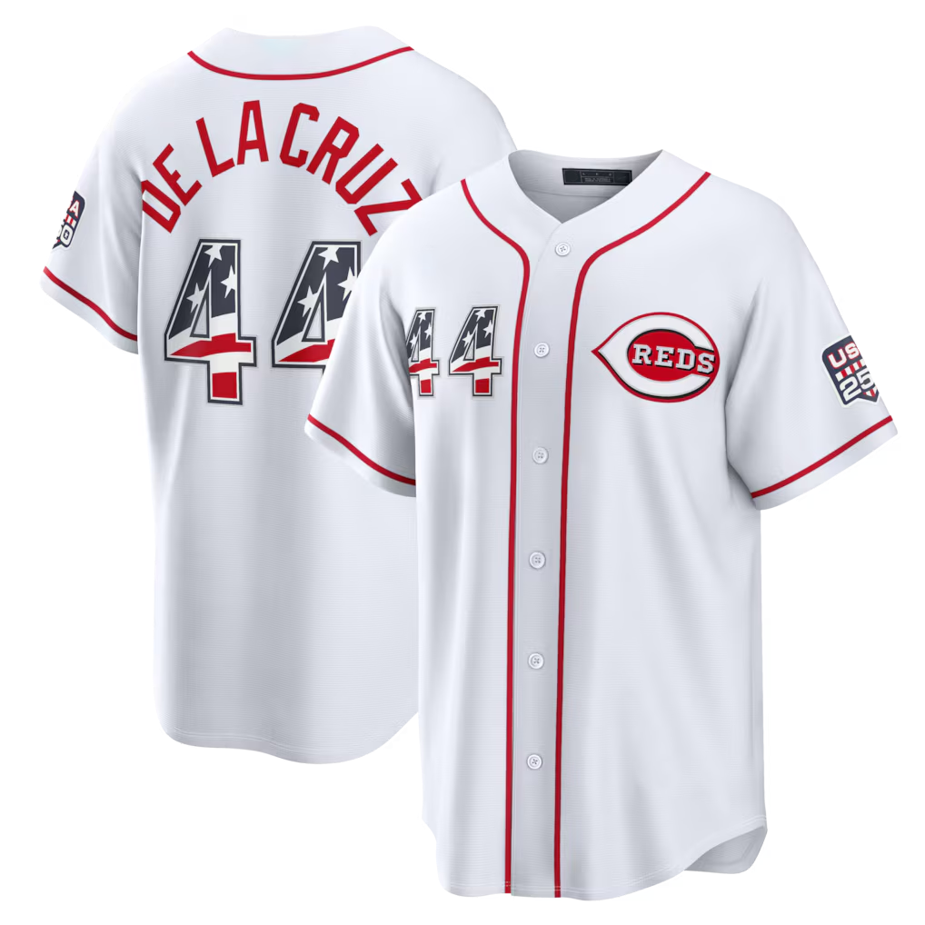 Choea C.Reds #44 Elly De La Cruz White USA 250 Fourth of July Home Stadium Jersey