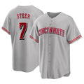 Choea C.Reds #7 Spencer Steer Player Gray Home Game Stitched Jerseys