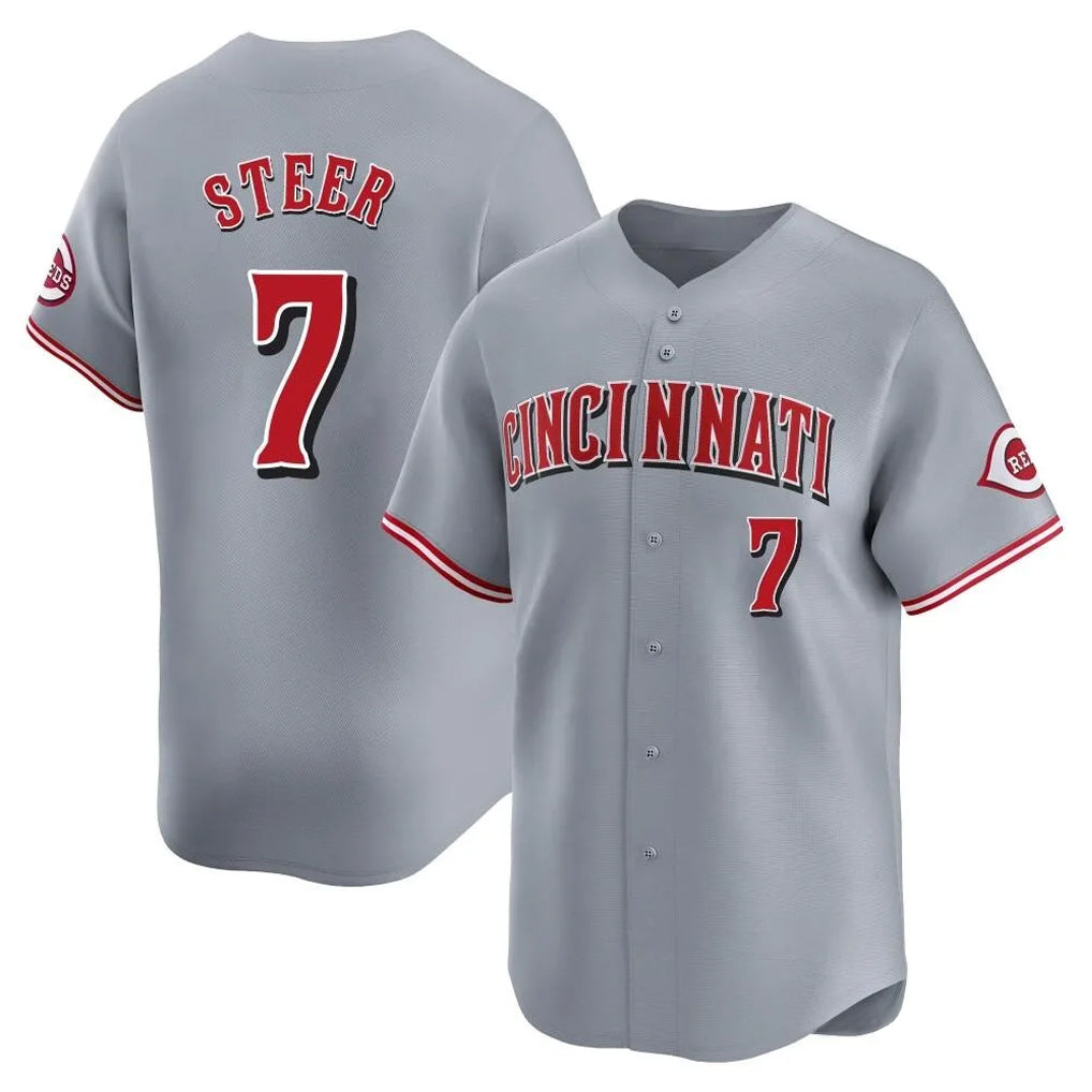 Choea C.Reds #7 Spencer Steer Player Gray Home Limited Stitched Jerseys