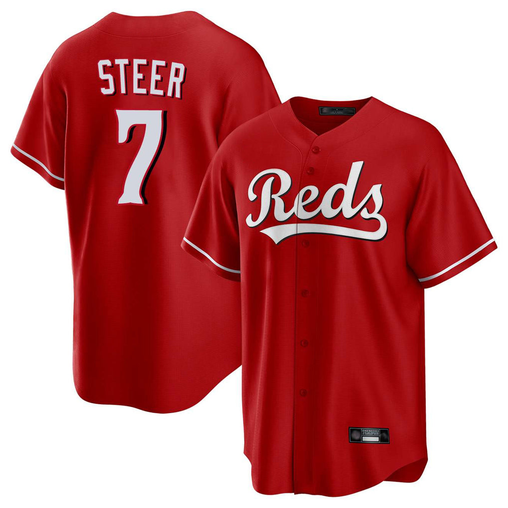 Choea C.Reds #7 Spencer Steer Player Red Home Game Stitched Jerseys