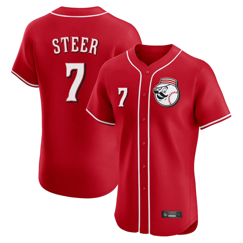 Choea C.Reds #7 Spencer Steer Player Red Limited Elite Home Game Stitched Jerseys