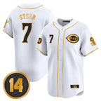 Choea C.Reds #7 Spencer Steer Player White-Gold Vapor Premier Limited Home Stitched Jerseys