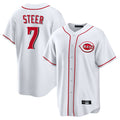 Choea C.Reds #7 Spencer Steer Player White Game Home Stitched Jerseys