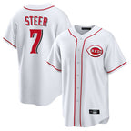 Choea C.Reds #7 Spencer Steer Player White Game Home Stitched Jerseys