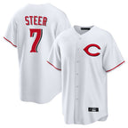 Choea C.Reds #7 Spencer Steer Player White Home Game Stitched Jerseys