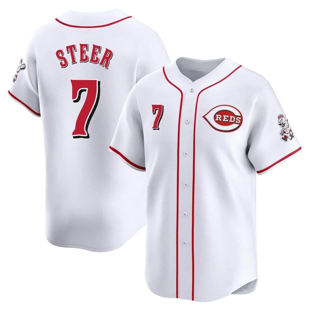 Choea C.Reds #7 Spencer Steer Player White Home Limited Stitched Jerseys