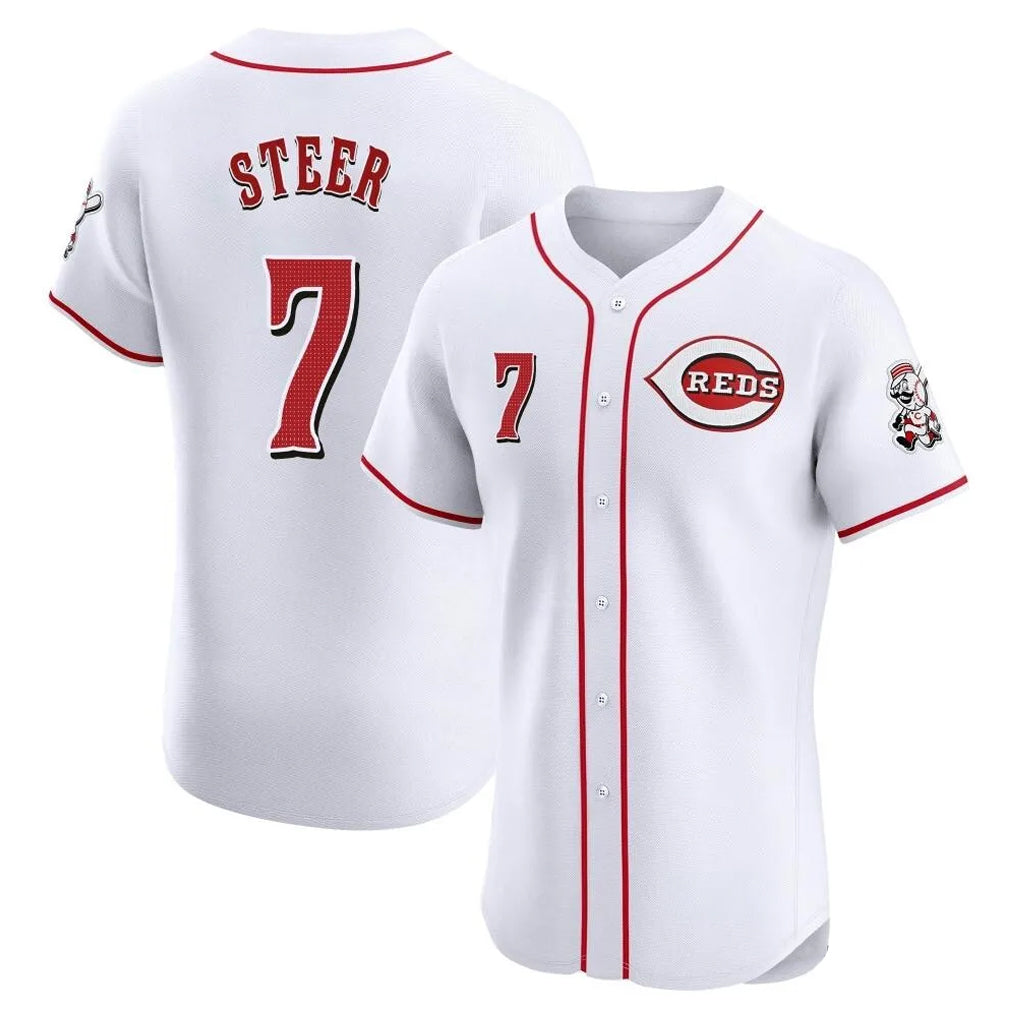 Choea C.Reds #7 Spencer Steer Player White Limited Elite Home Stitched Jerseys