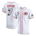 Choea C.Reds #7 Spencer Steer Player White Speedway Classic Limited Elite Home Stitched Jerseys
