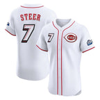 Choea C.Reds #7 Spencer Steer Player White Speedway Classic Limited Elite Home Stitched Jerseys