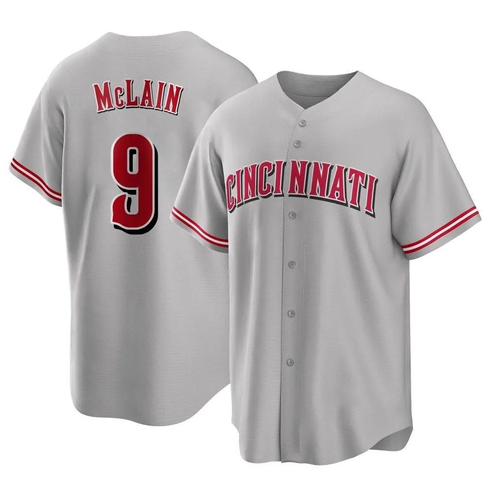 Choea C.Reds #9 Matt McLain Player Gray Home Game Stitched Jerseys