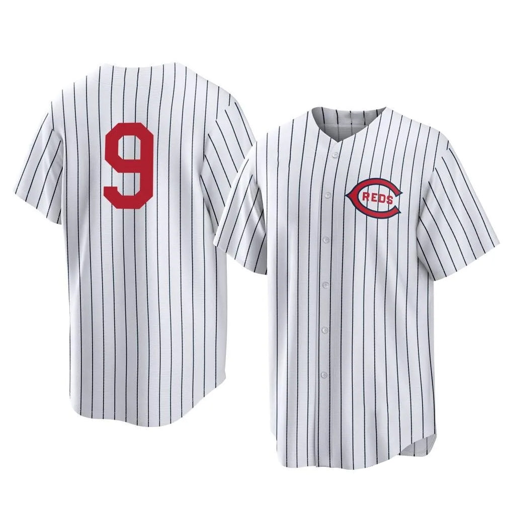 Choea C.Reds #9 Matt McLain Player White Stripe Field of Dreams Game Home Stitched Jerseys