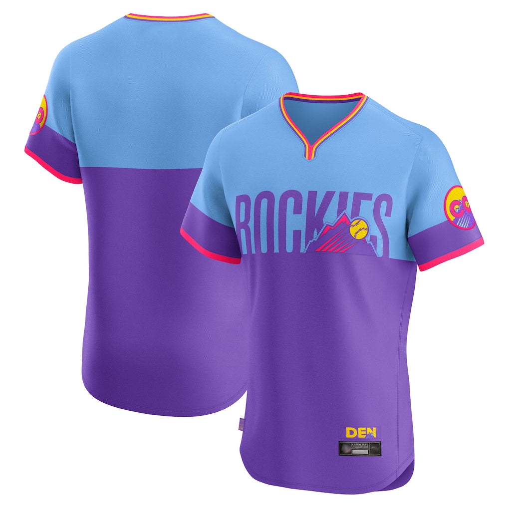 Choea C.Rockies Purple-Light Blue City Connect Limited Elite Home T-shirt Blank Player Stitched Jerseys