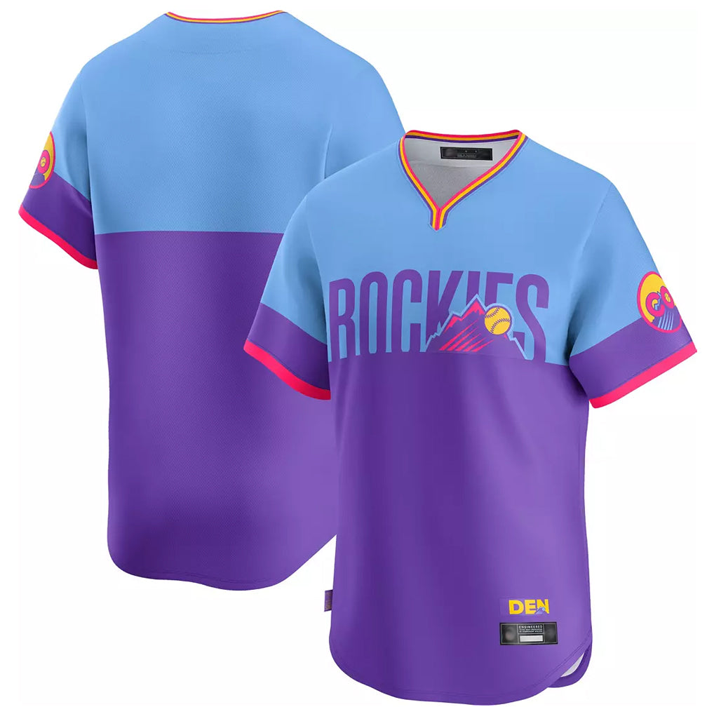 Choea C.Rockies Purple-Light Blue City Connect Limited Home T-shirt Blank Player Stitched Jerseys