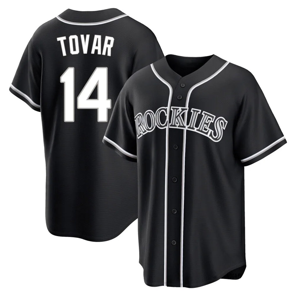 Choea C.Rockies #14 Ezequiel Tovar Player Black Fashion Out Home Game Stitched Jerseys