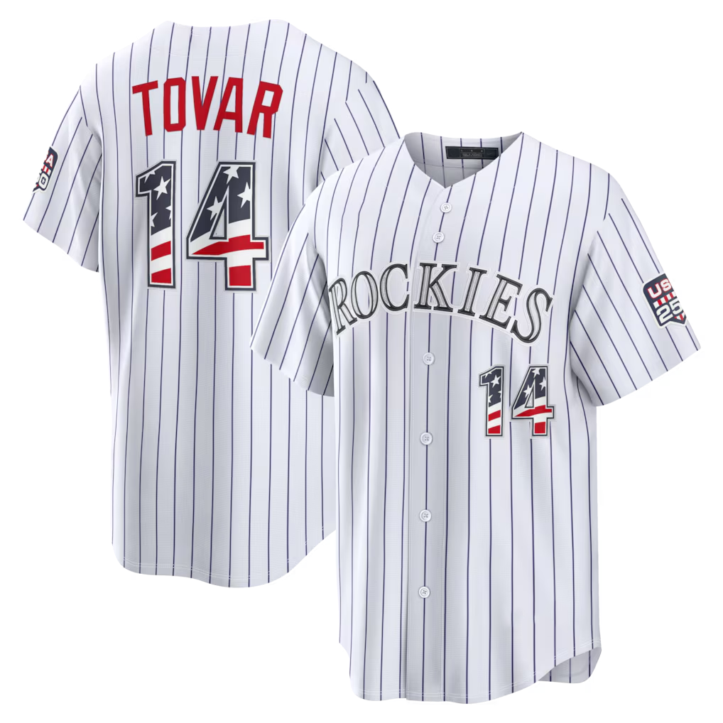 Choea C.Rockies #14 Ezequiel Tovar White USA 250 Fourth of July Home Stadium Jersey