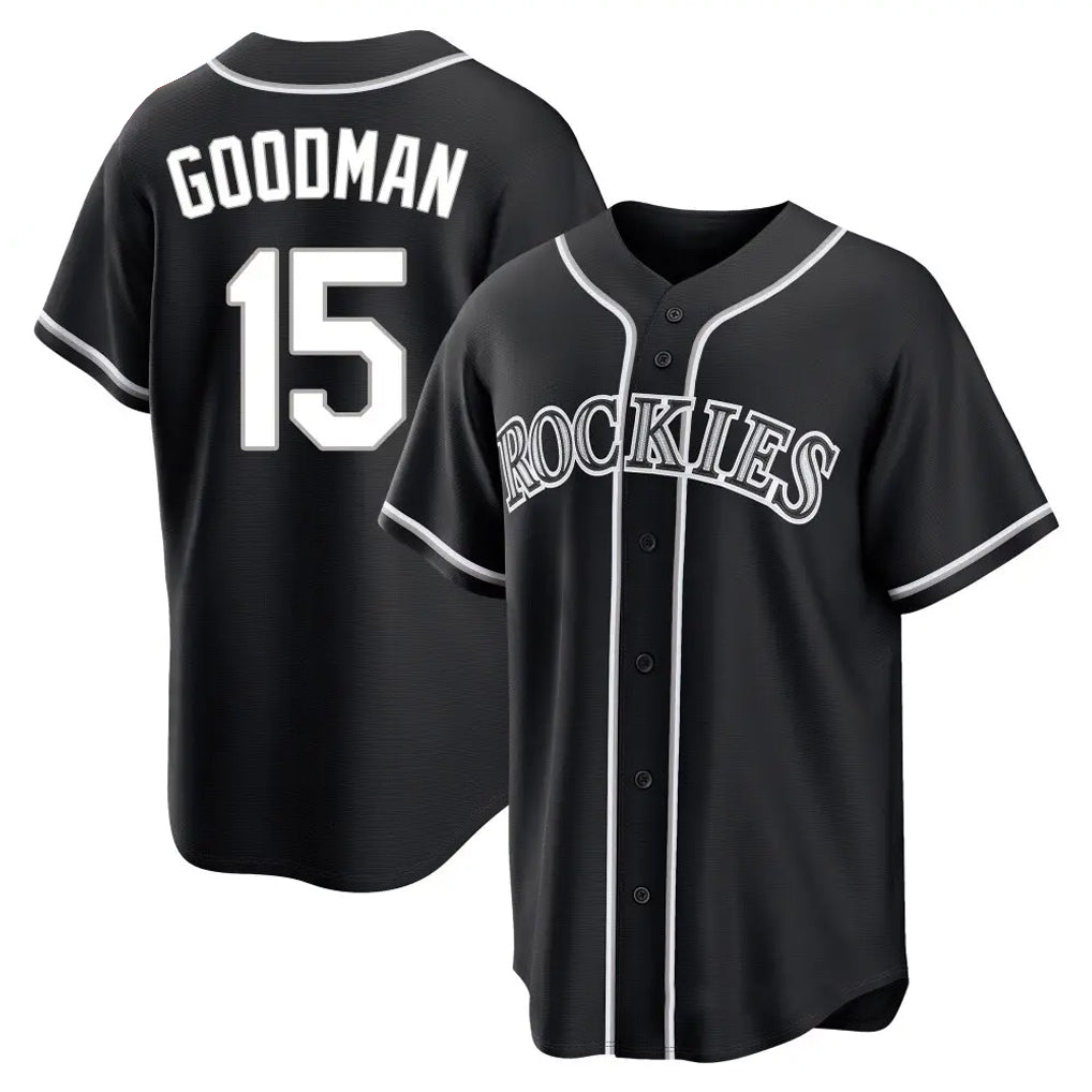 Choea C.Rockies #15 Hunter Goodman Player Black Fashion Out Home Game Stitched Jerseys