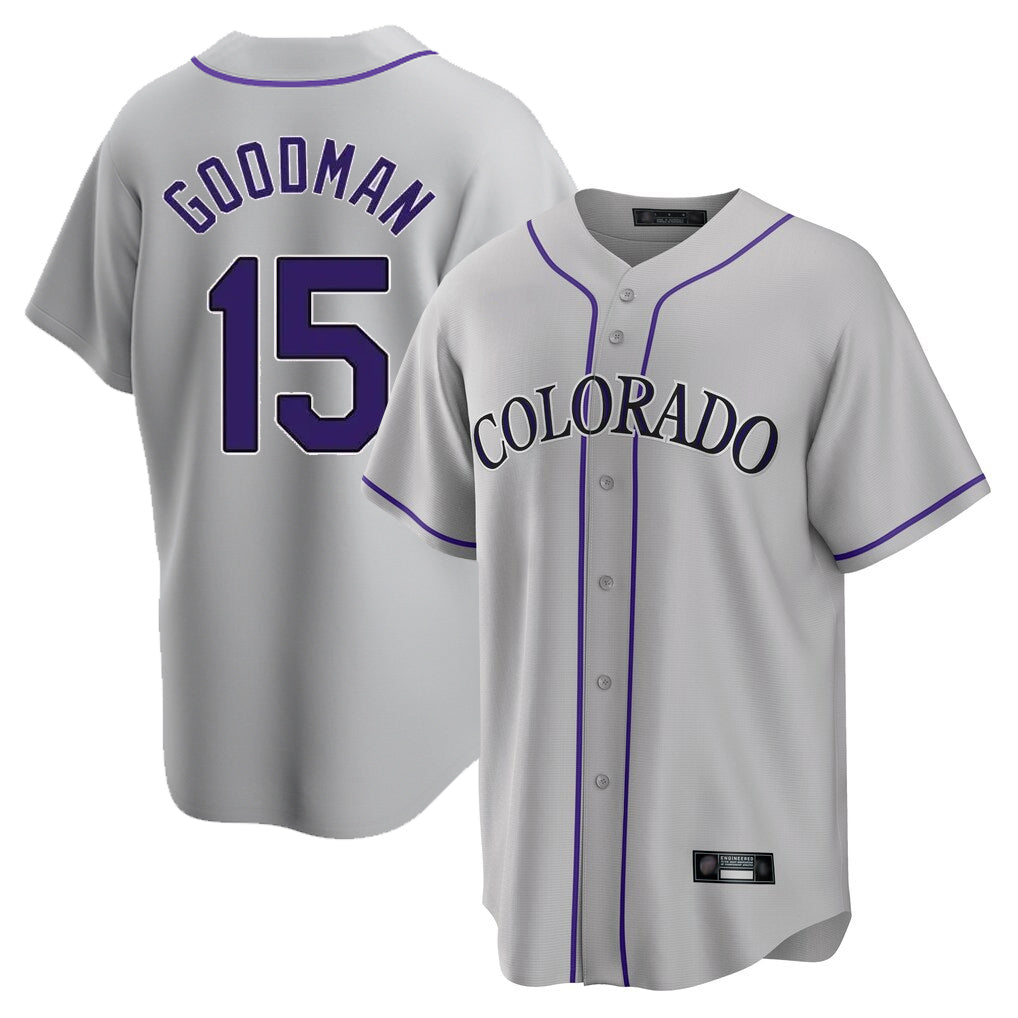 Choea C.Rockies #15 Hunter Goodman Player Gray Game Home Stitched Jerseys