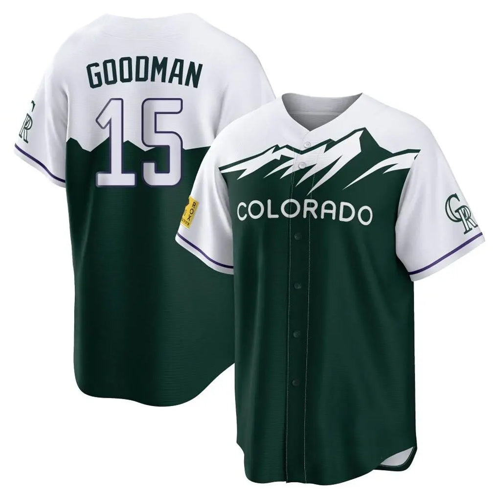 Choea C.Rockies #15 Hunter Goodman Player Green City Connect Home Game Stitched Jerseys