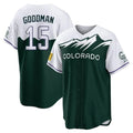 Choea C.Rockies #15 Hunter Goodman Player Green City Connect Home Game Stitched Jerseys