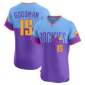 Choea C.Rockies #15 Hunter Goodman Player Purple-Light Blue City Connect Limited Elite Home T-shirt Stitched Jerseys