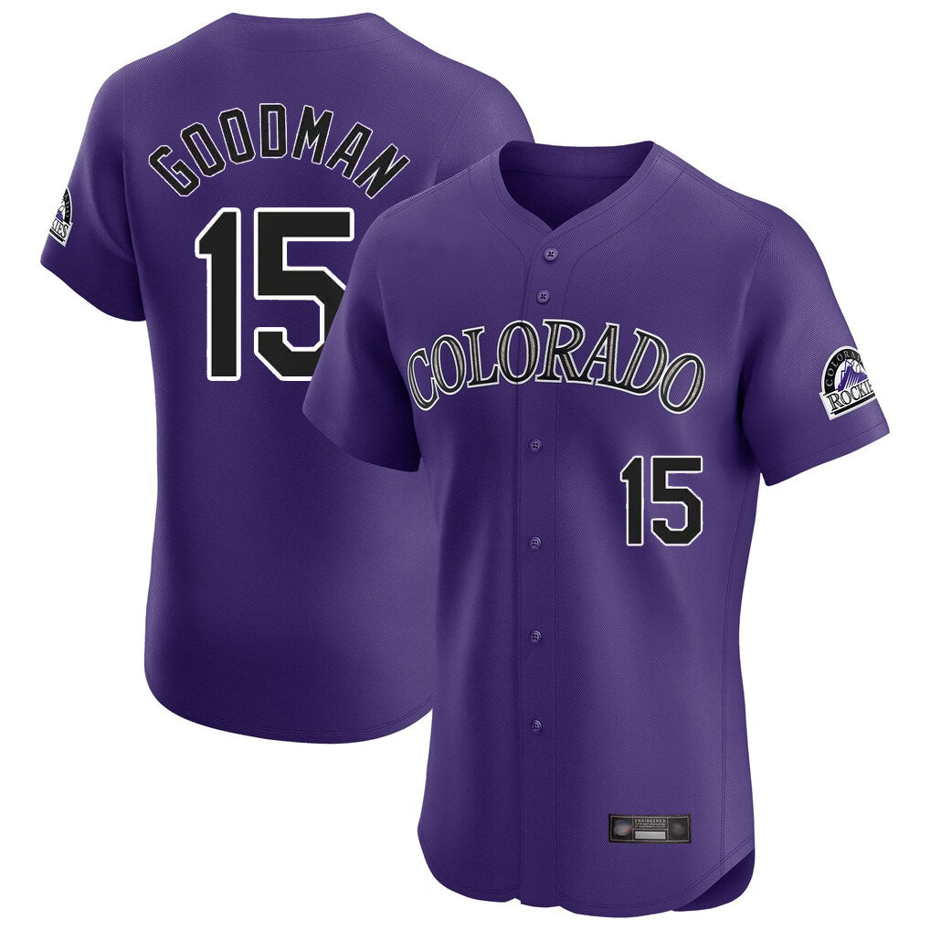 Choea C.Rockies #15 Hunter Goodman Player Purple Limited Elite Home Stitched Jerseys
