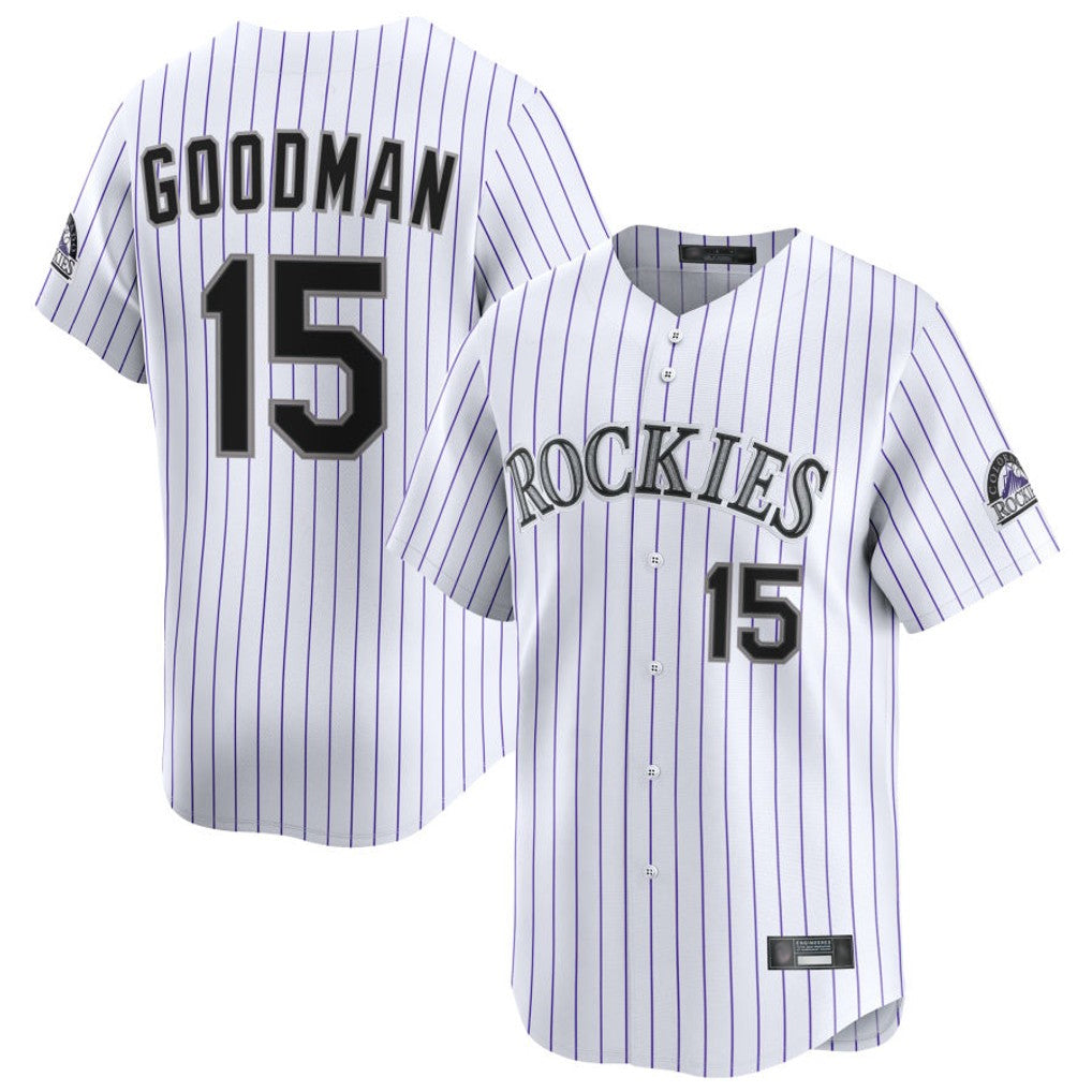 Choea C.Rockies #15 Hunter Goodman Player White Limited Home Stitched Jerseys