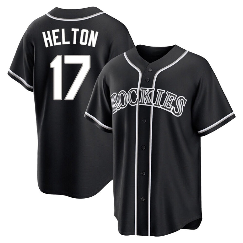 Choea C.Rockies #17 Todd Helton Player Black Fashion Out Home Game Stitched Jerseys