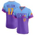 Choea C.Rockies #17 Todd Helton Player Purple-Light Blue City Connect Limited Elite Home T-shirt Stitched Jerseys