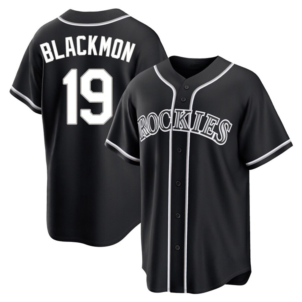 Choea C.Rockies #19 Charlie Blackmon Player Black Fashion Out Home Game Stitched Jerseys