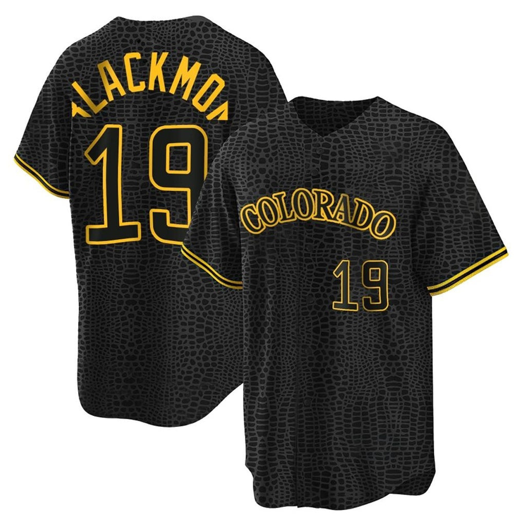 Choea C.Rockies #19 Charlie Blackmon Player Black Snake Skin City Home Game Stitched Jerseys