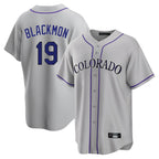 Choea C.Rockies #19 Charlie Blackmon Player Gray Game Home Stitched Jerseys