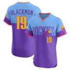 Choea C.Rockies #19 Charlie Blackmon Player Purple-Light Blue City Connect Limited Elite Home T-shirt Stitched Jerseys